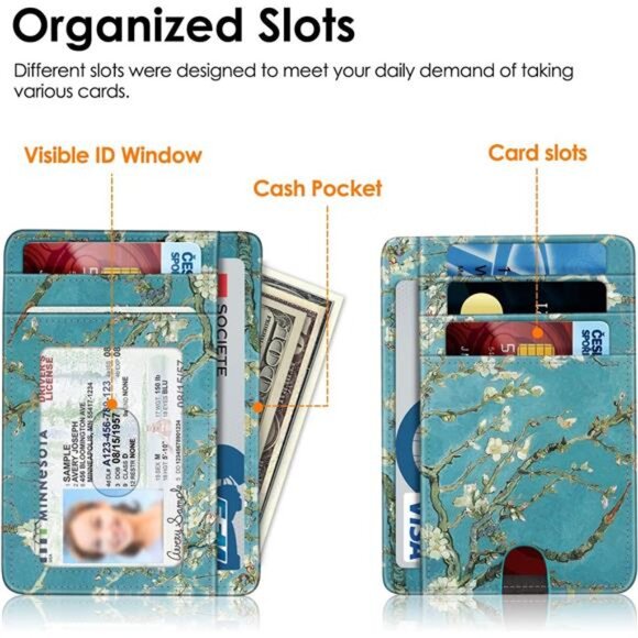 Slim Minimalist Front Pocket Wallet, RFID Blocking Credit Card Holder Card Cases - Picture 4 of 8